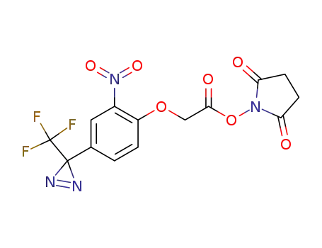 Molecular Structure of 125680-85-5 (2,5-Pyrrolidinedione,
1-[[[2-nitro-4-[3-(trifluoromethyl)-3H-diazirin-3-yl]phenoxy]acetyl]oxy]-)