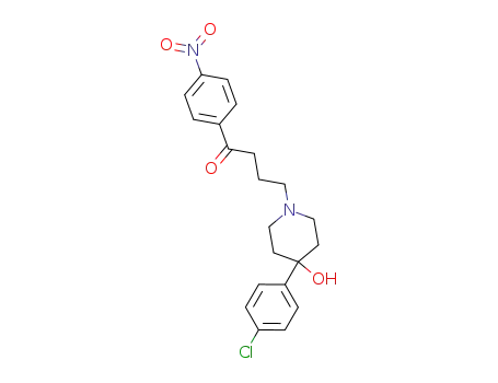 Molecular Structure of 150717-69-4 (1-Butanone,
4-[4-(4-chlorophenyl)-4-hydroxy-1-piperidinyl]-1-(4-nitrophenyl)-)