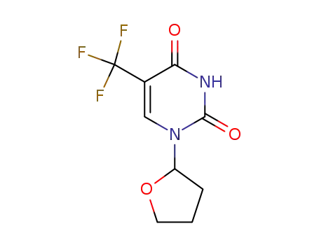 Molecular Structure of 25509-03-9 (2,4(1H,3H)-Pyrimidinedione, 1-(tetrahydro-2-furanyl)-5-(trifluoromethyl)-)