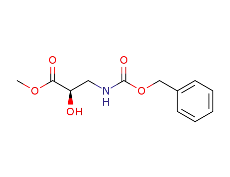 Molecular Structure of 187333-95-5 (Propanoic acid, 2-hydroxy-3-[[(phenylmethoxy)carbonyl]amino]-, methyl
ester, (2R)-)