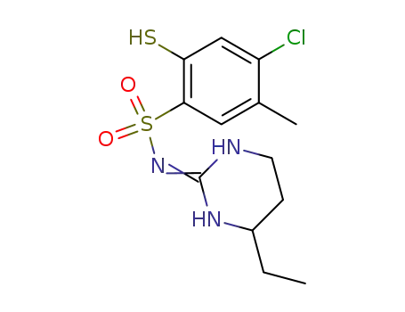 4-Chloro-N-[4-ethyl-tetrahydro-pyrimidin-(2E)-ylidene]-2-mercapto-5-methyl-benzenesulfonamide