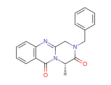 Molecular Structure of 194925-84-3 (2H-Pyrazino[2,1-b]quinazoline-3,6(1H,4H)-dione,
4-methyl-2-(phenylmethyl)-, (4S)-)
