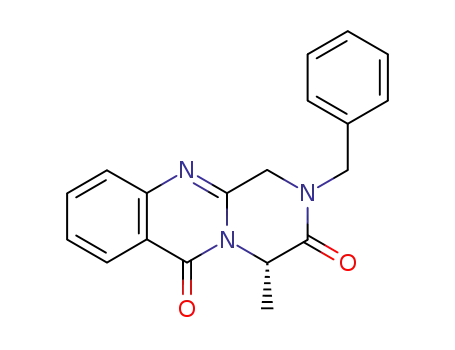 Molecular Structure of 194925-84-3 (2H-Pyrazino[2,1-b]quinazoline-3,6(1H,4H)-dione,
4-methyl-2-(phenylmethyl)-, (4S)-)
