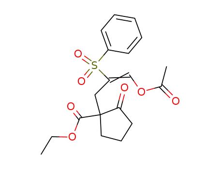 1-((E)-3-Acetoxy-2-benzenesulfonyl-allyl)-2-oxo-cyclopentanecarboxylic acid ethyl ester