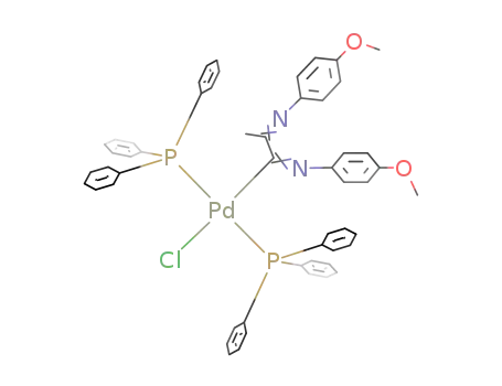 trans-chloro-1,4-bis(p-methoxyphenyl)-1,4-diaza-3-methylbutadiene-2-yl-bis(triphenylphosphine)palladium(II)