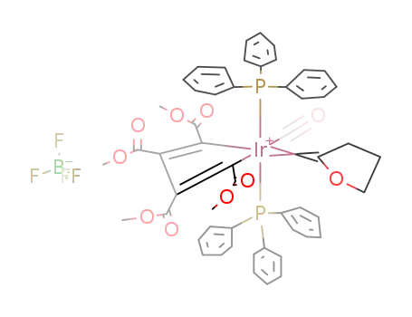 Ir(C4(COOCH3)4)(C(CH2)3O){P(C6H5)3}2(CO)(1+)*BF4(1-)=Ir(C4(COOCH3)4)(C(CH2)3O){P(C6H5)3}2(CO)BF4