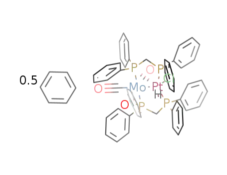 {(CO)3Mo(μ-bis(diphenylphosphino)methane)2PtH(Cl)}*0.5(benzene)