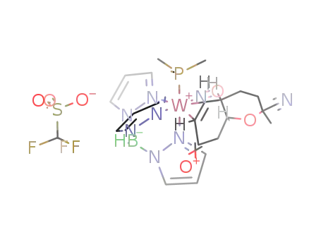 [TpW(NO)(PMe3)(5,6-η2-7-methoxy-2-methyl-3,4,4a,8,8a-tetrahydro-2H-chromen-7-onium-2-carbonitrile)](OTf)