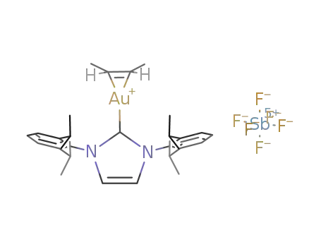 [(1,3-(2,6-diisopropylphenyl)imidazol-2-ylidine)Au(η2-cis-2-butene)]SbF6