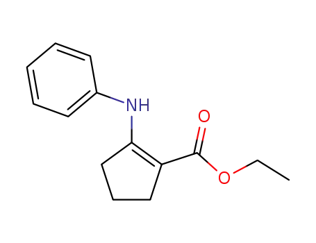 Molecular Structure of 52909-66-7 (1-Cyclopentene-1-carboxylic acid, 2-(phenylamino)-, ethyl ester)