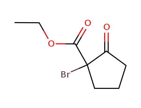 Molecular Structure of 42593-11-3 (Cyclopentanecarboxylic acid, 1-bromo-2-oxo-, ethyl ester)