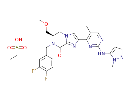 (R)-7-(3,4-difluorobenzyl)-6-(methoxymethyl)-2-(5-methyl-2-((1-methyl-1H-pyrazol-5-yl)amino)pyrimidin-4-yl)-6,7-dihydroimidazo[1,2-a]pyrazin-8(5H)-one ethanesulfonic acid