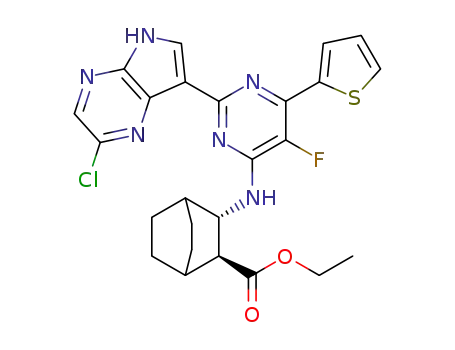 (2S,3S)-3-((2-(2-chloro-5H-pyrrolo[2,3-b]pyrazin-7-yl)-5-fluoro-6-(thiophen-2-yl)pyrimidin-4-yl)amino)bicyclo[2.2.2]octan-2-carboxylic acid ethyl ester