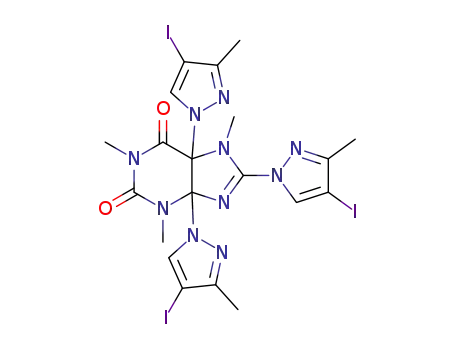 4,5,8-tris(4-iodo-3-methyl-1H-pyrazol-1-yl)-1,3,7-trimethyl-3,4,5,7-tetrahydro-1H-purine-2,6-dione