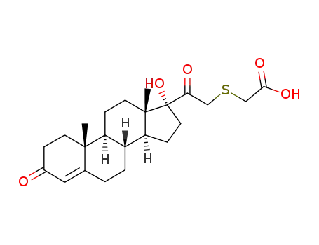 Molecular Structure of 114967-85-0 ({[(8xi,9xi,14xi)-17-hydroxy-3,20-dioxopregn-4-en-21-yl]sulfanyl}acetic acid)