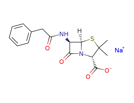 Molecular Structure of 69-57-8 (4-Thia-1-azabicyclo[3.2.0]heptane-2-carboxylicacid, 3,3-dimethyl-7-oxo-6-[(2-phenylacetyl)amino]- (2S,5R,6R)-, sodium salt(1:1))