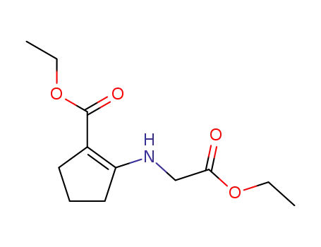 Molecular Structure of 74477-56-8 (1-Cyclopentene-1-carboxylic acid, 2-[(2-ethoxy-2-oxoethyl)amino]-,
ethyl ester)