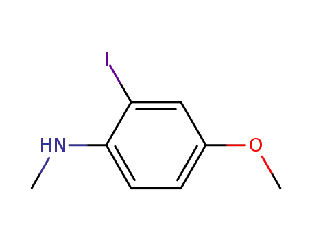 Molecular Structure of 139115-75-6 (Benzenamine, 2-iodo-4-methoxy-N-methyl-)