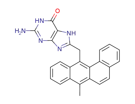 Molecular Structure of 138877-58-4 (6H-Purin-6-one,
2-amino-1,7-dihydro-8-[(7-methylbenz[a]anthracen-12-yl)methyl]-)