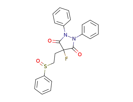 Molecular Structure of 141293-07-4 (3,5-Pyrazolidinedione, 4-fluoro-1,2-diphenyl-4-[2-(phenylsulfinyl)ethyl]-)