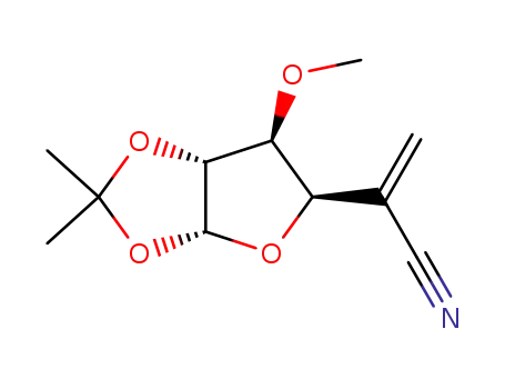 2-(6-methoxy-2,2-dimethyltetrahydrofuro[2,3-d][1,3]dioxol-5-yl)prop-2-enenitrile (non-preferred name)