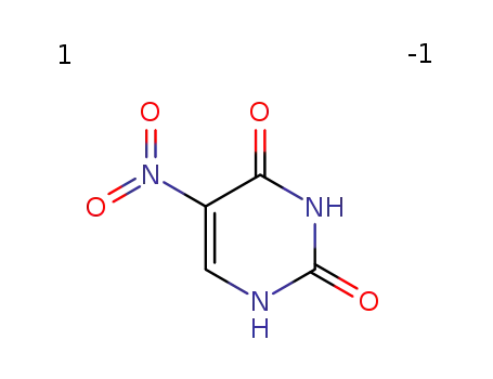 Molecular Structure of 58431-12-2 (2,4(1H,3H)-Pyrimidinedione, 5-nitro-, radical ion(1-) (9CI))