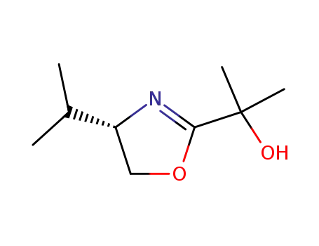 Molecular Structure of 155631-48-4 (2-Oxazolemethanol,4,5-dihydro-alpha,alpha-dimethyl-4-(1-methylethyl)-,(4S)-(9CI))