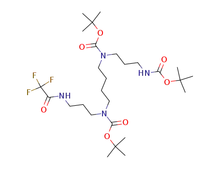 Molecular Structure of 201984-66-9 (2,6,11,15-Tetraazaheptadecanoic acid,
6,11-bis[(1,1-dimethylethoxy)carbonyl]-17,17,17-trifluoro-16-oxo-,
1,1-dimethylethyl ester)