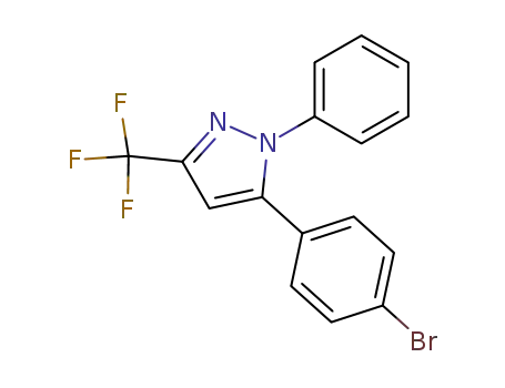 Molecular Structure of 586333-33-7 (1H-Pyrazole, 5-(4-bromophenyl)-1-phenyl-3-(trifluoromethyl)-)