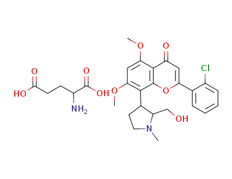 (+)-trans-2-(2-chlorophenyl)-8-(2-hydroxymethyl-1-methyl-pyrrolidin-3-yl)-5,7-dimethoxy-chromen-4-one glutamate