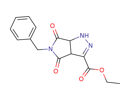Molecular Structure of 134575-05-6 (ethyl 5-benzyl-1,3a,4,5,6,6a-hexahydro-4,6-dioxopyrrolo[3,4-c]pyrazole-3-carboxylate)