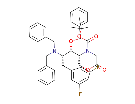 Molecular Structure of 883442-71-5 (4-Morpholinecarboxylic acid,
5-[(1S,2S)-2-[bis(phenylmethyl)amino]-3-(3,5-difluorophenyl)-1-(phenyl
methoxy)propyl]-2-oxo-, 1,1-dimethylethyl ester, (5R)-)