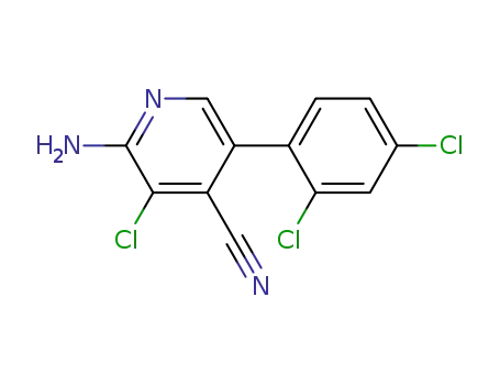 Molecular Structure of 952206-52-9 (4-Pyridinecarbonitrile,  2-amino-3-chloro-5-(2,4-dichlorophenyl)-)