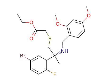 (R)-ethyl 2-(2-(5-bromo-2-fluorophenyl)-2-(2,4-dimethoxybenzylamino)propylthio)acetate