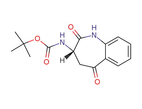 Molecular Structure of 74802-29-2 (Carbamic acid, (2,3,4,5-tetrahydro-2,5-dioxo-1H-1-benzazepin-3-yl)-,
1,1-dimethylethyl ester, (S)-)