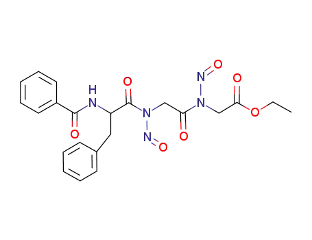 Molecular Structure of 95205-22-4 (Glycine, N-[N-(N-benzoylphenylalanyl)-N-nitrosoglycyl]-N-nitroso-, ethyl
ester)