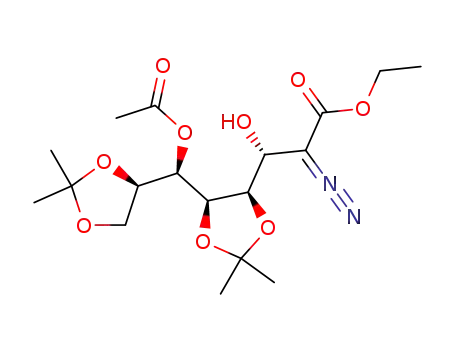 (R)-3-{(4R,5R)-5-[(R)-Acetoxy-((R)-2,2-dimethyl-[1,3]dioxolan-4-yl)-methyl]-2,2-dimethyl-[1,3]dioxolan-4-yl}-2-diazo-3-hydroxy-propionic acid ethyl ester