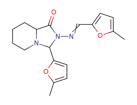 3-(5-Methyl-furan-2-yl)-2-{[1-(5-methyl-furan-2-yl)-meth-(E)-ylidene]-amino}-hexahydro-imidazo[1,5-a]pyridin-1-one