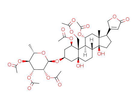 (2R,3R,4R,5S,6S)-2-(((1R,3S,5S,10R,11R,13R,14S,17R)-1,11-diacetoxy-10-(acetoxymethyl)-5,14-dihydroxy-13-methyl-17-(5-oxo-2,5-dihydrofuran-3-yl)hexadecahydro-1H-cyclopenta[a]phenanthren-3-yl)oxy)-6-methyltetrahydro-2H-pyran-3,4,5-triyl triacetate