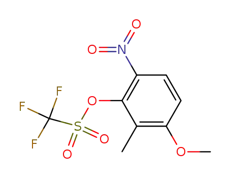 Molecular Structure of 835883-30-2 (Methanesulfonic acid, trifluoro-, 3-methoxy-2-methyl-6-nitrophenyl ester)