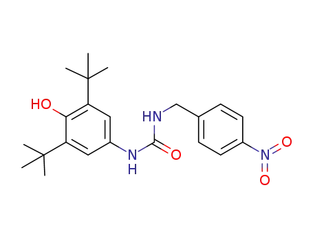 Molecular Structure of 214124-65-9 (Urea,
N-[3,5-bis(1,1-dimethylethyl)-4-hydroxyphenyl]-N'-[(4-nitrophenyl)methyl]
-)