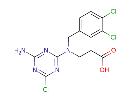 Molecular Structure of 849615-91-4 (b-Alanine,
N-(4-amino-6-chloro-1,3,5-triazin-2-yl)-N-[(3,4-dichlorophenyl)methyl]-)