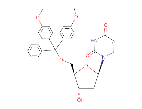 Molecular Structure of 23669-79-6 (5'-O-(4,4'-Dimethoxytrityl)-2'-deoxyuridine)