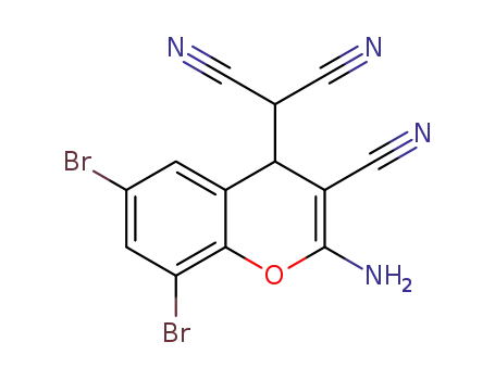 Molecular Structure of 175136-96-6 (2-(2-AMINO-6,8-DIBROMO-3-CYANO-4H-CHROMEN-4-YL)MALONONITRILE)