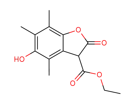 Molecular Structure of 71484-05-4 (3-Benzofurancarboxylic acid,
2,3-dihydro-5-hydroxy-4,6,7-trimethyl-2-oxo-, ethyl ester)