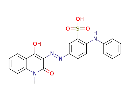 (E)-5-((4-hydroxy-1-methyl-2-oxo-1,2-dihydroquinolin-yl)diazenyl)2(phenylamino)benzenesulfonic acid