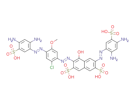 6-(2,4-diamino-5-sulfo-phenylazo)-3-[4-(2,4-diamino-5-sulfo-phenylazo)-2-chloro-5-methoxy-phenylazo]-4-hydroxy-naphthalene-2,7-disulfonic acid