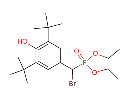 Molecular Structure of 128897-52-9 (Phosphonic acid,
[[3,5-bis(1,1-dimethylethyl)-4-hydroxyphenyl]bromomethyl]-, diethyl ester)