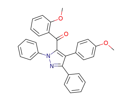 Molecular Structure of 141885-65-6 (Methanone,
(2-methoxyphenyl)[4-(4-methoxyphenyl)-1,3-diphenyl-1H-pyrazol-5-yl]-)