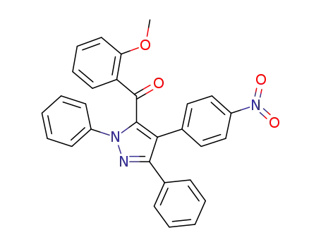 Molecular Structure of 141885-66-7 (Methanone,
(2-methoxyphenyl)[4-(4-nitrophenyl)-1,3-diphenyl-1H-pyrazol-5-yl]-)